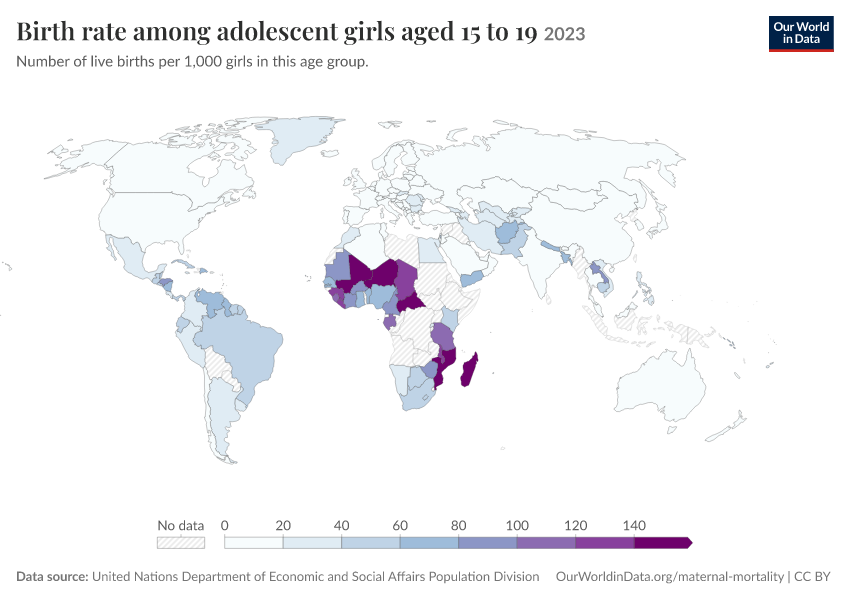 A thumbnail of the "Birth rate among adolescent girls aged 15 to 19" chart