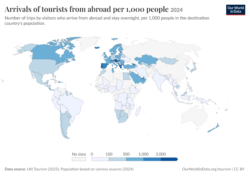 A thumbnail of the "Arrivals of tourists from abroad per 1,000 people" chart