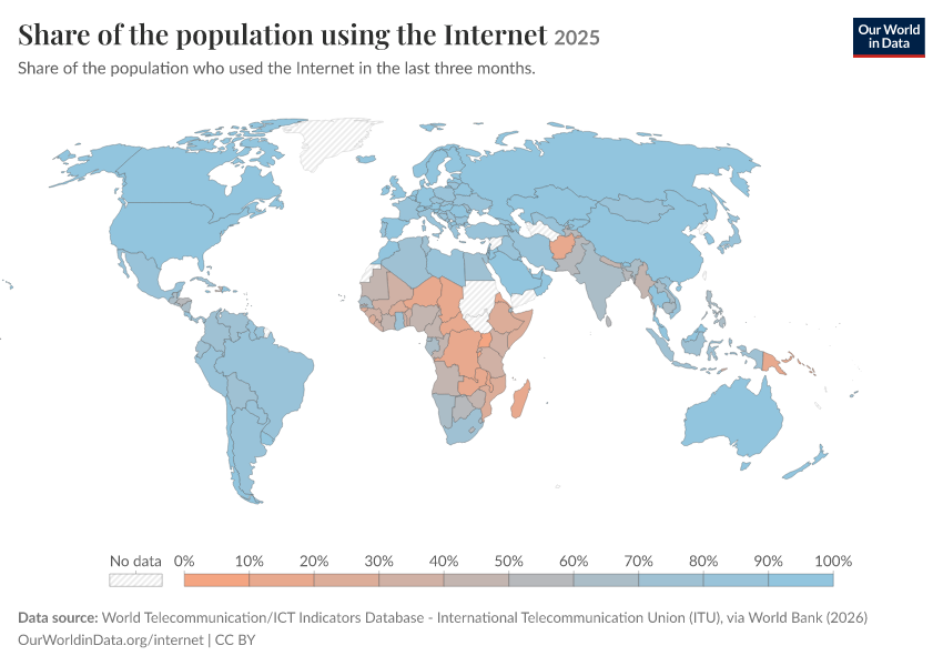 A thumbnail of the "Share of the population using the Internet" chart